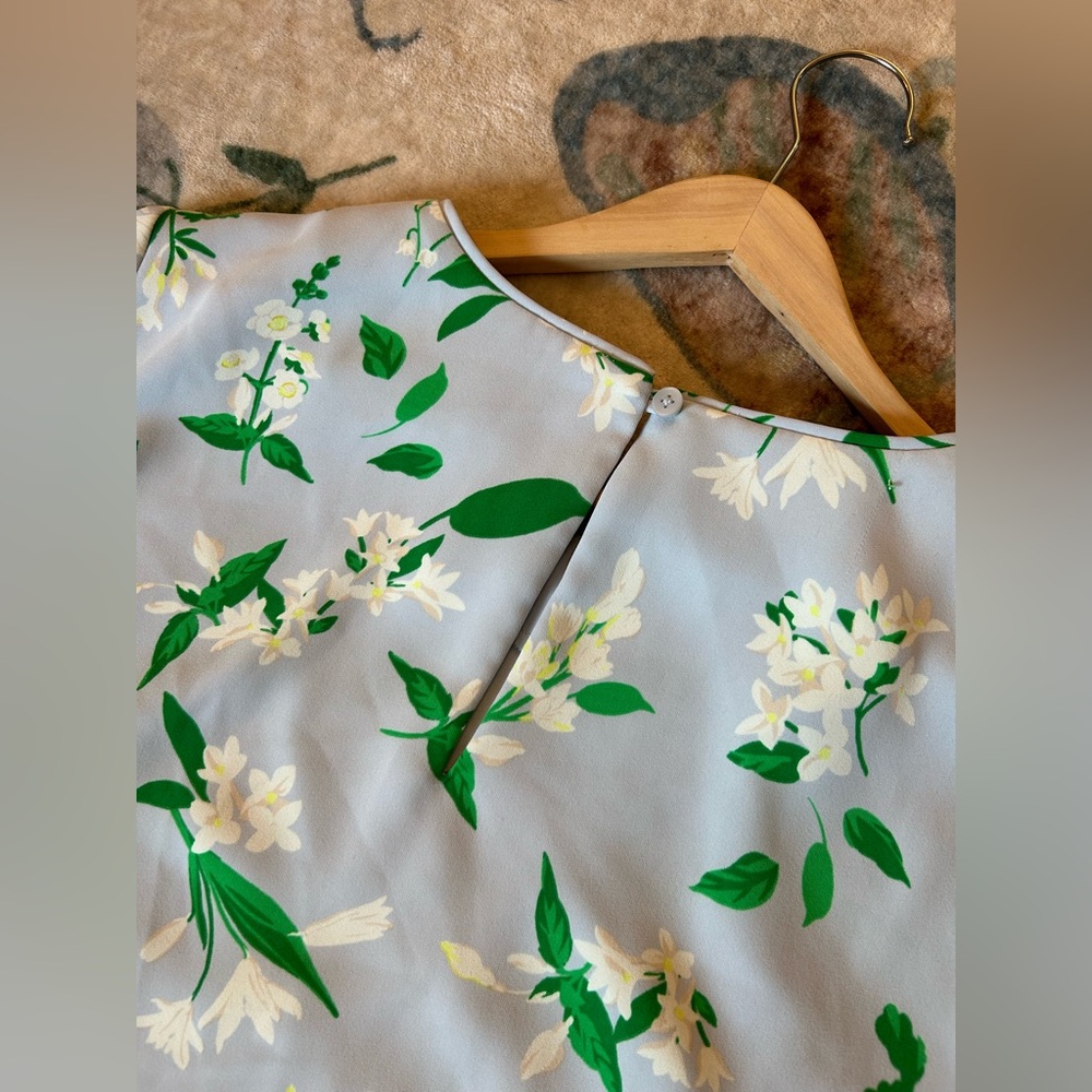 Ann Taylor Baby Blue Mini Dress with White Florals and Black Butterflies - Picture 13 of 15